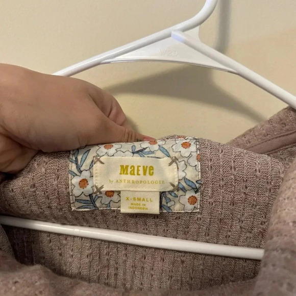 Anthropologie Maeve Addie Ruffled Hacci Pullover Sweater Brown Cream X-Small - Picture 6 of 8